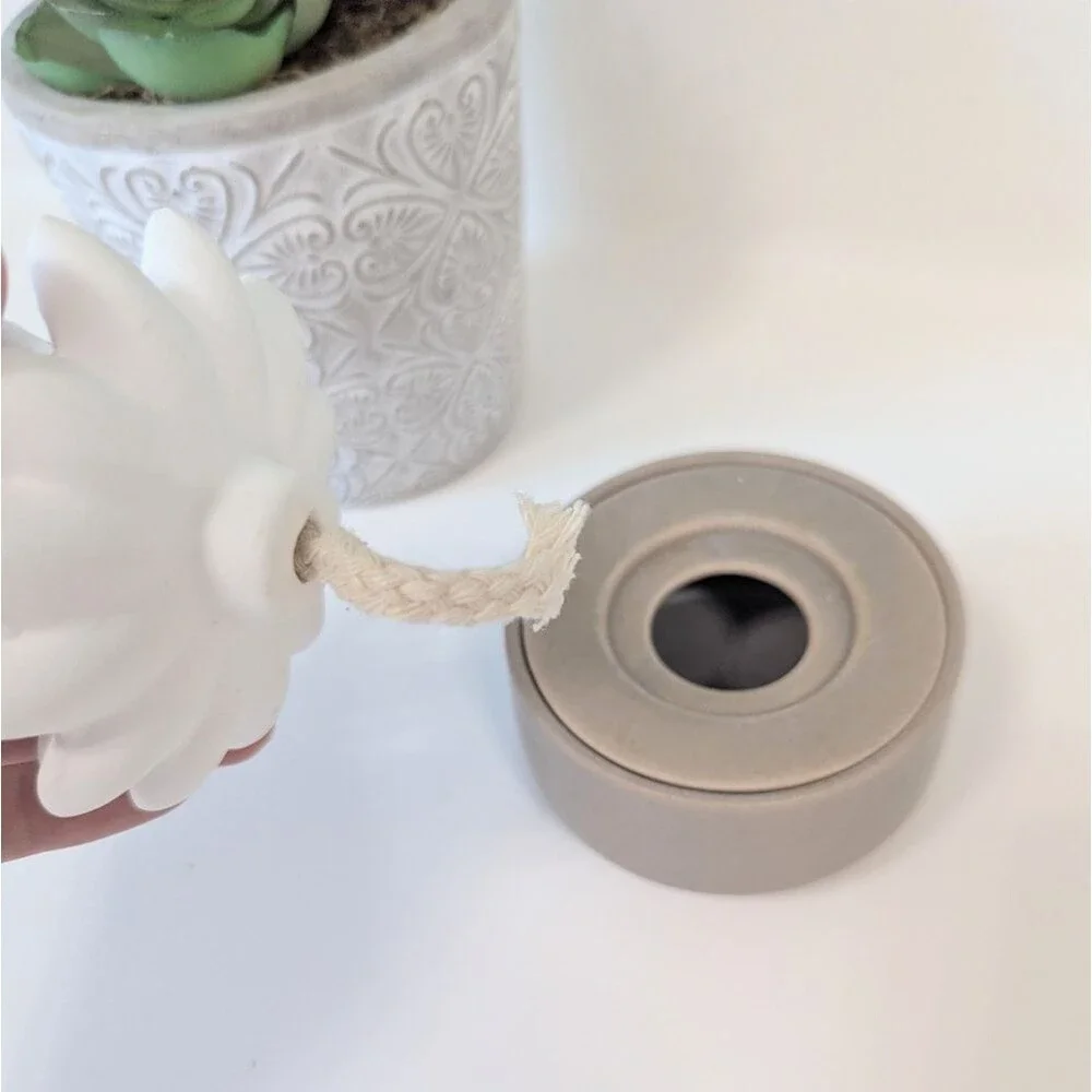 Ceramic Essential Oil Diffuser: White & Cream Boho Non-Toxic Natural Fragrance